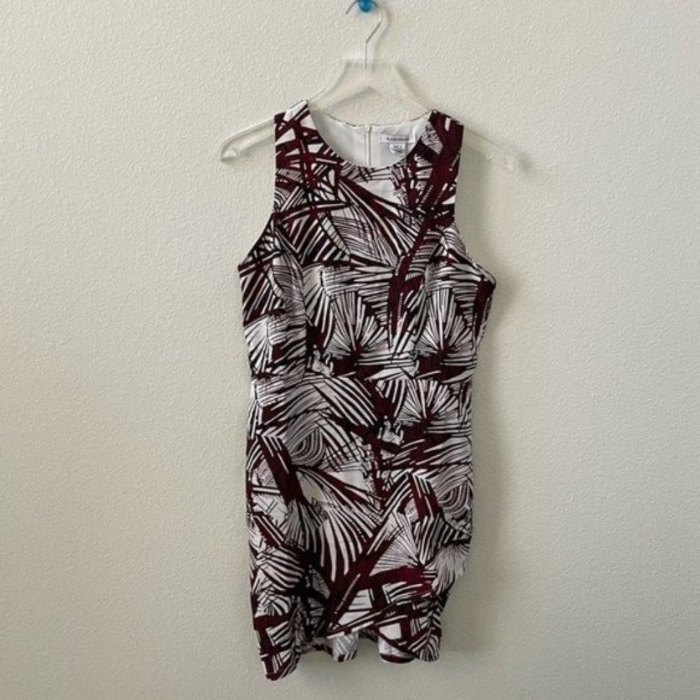 Glamorous Palm Print Dress in Burgundy White